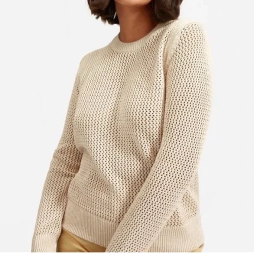 Everlane Cream Open-Knit Crewneck Sweater